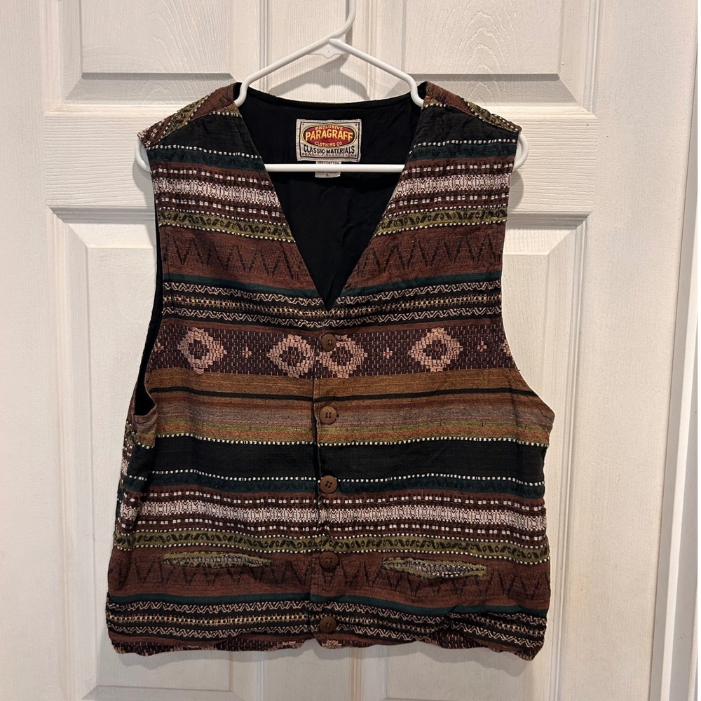 VTG Paragraff Clothing Mens Large Southwestern Aztec Cotton Serape Cowboy 90"s